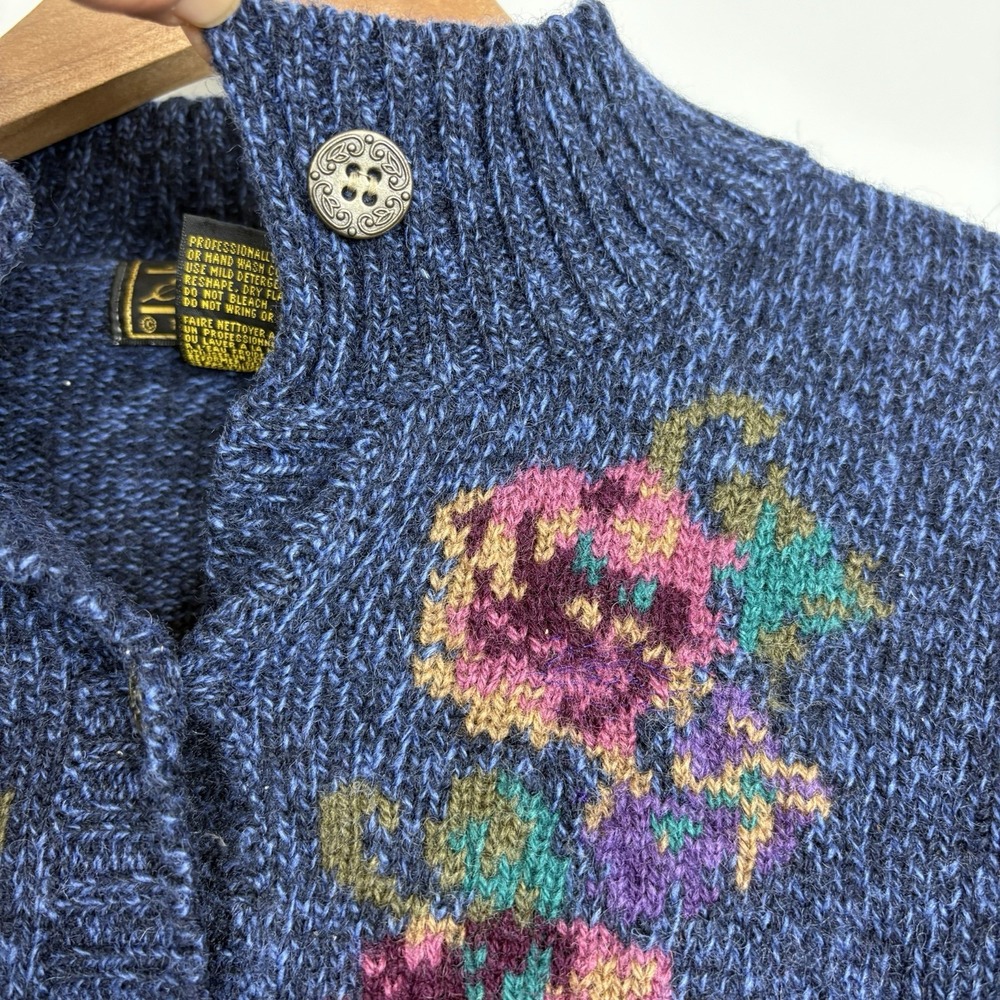 Vtg Women's Eddie Bauer Wool Blend Cardigan Sweater Grannycore Grandma Sz L - Picture 4 of 14